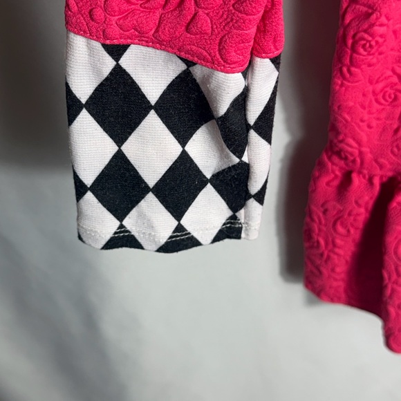 Mia Belle Pink Embossed Heart Harlequin Peplum Dress Girls Size 6Y - Picture 2 of 8